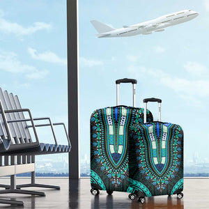 African Dashiki and Polynesian Pattern Luggage Cover Teal