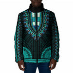 African Dashiki and Polynesian Pattern Padded Jacket Teal