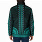 African Dashiki and Polynesian Pattern Padded Jacket Teal