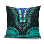 African Dashiki and Polynesian Pattern Pillow Cover Teal