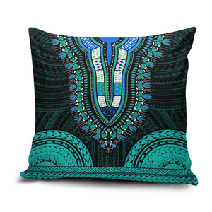 African Dashiki and Polynesian Pattern Pillow Cover Teal
