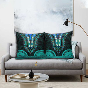 African Dashiki and Polynesian Pattern Pillow Cover Teal