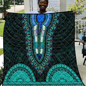 African Dashiki and Polynesian Pattern Quilt Teal