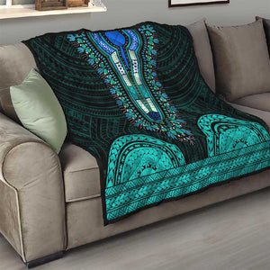 African Dashiki and Polynesian Pattern Quilt Teal