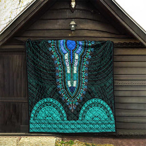 African Dashiki and Polynesian Pattern Quilt Teal