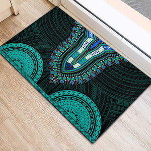 African Dashiki and Polynesian Pattern Rubber Doormat Teal