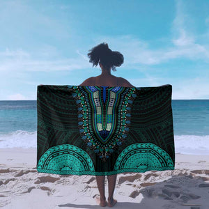 African Dashiki and Polynesian Pattern Sarong Teal