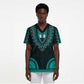 African Dashiki and Polynesian Pattern Scrub Top Teal