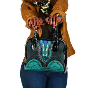 African Dashiki and Polynesian Pattern Shoulder Handbag Teal