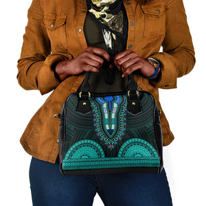 African Dashiki and Polynesian Pattern Shoulder Handbag Teal