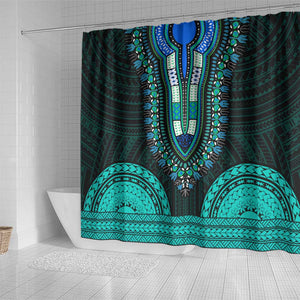 African Dashiki and Polynesian Pattern Shower Curtain Teal