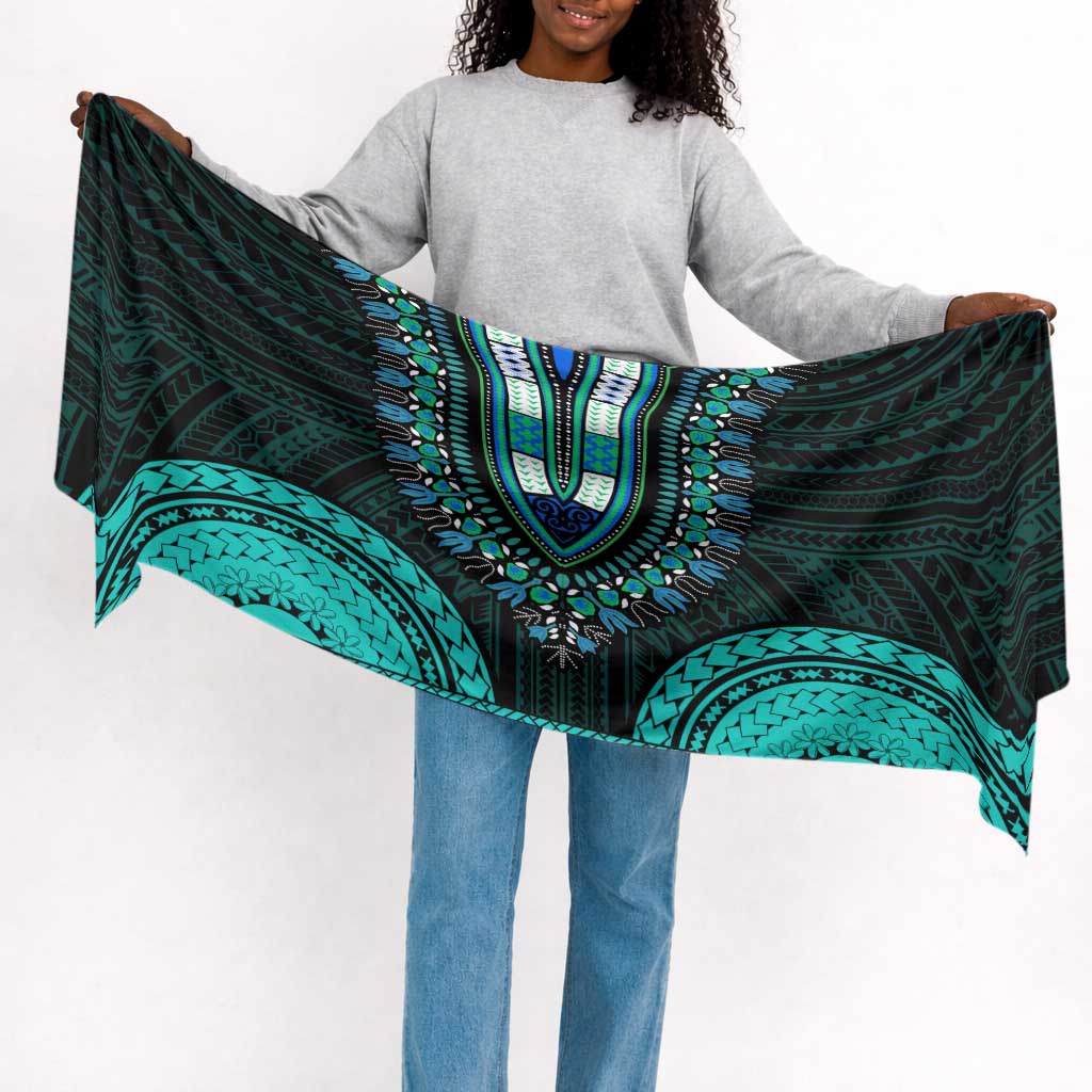 African Dashiki and Polynesian Pattern Simple Headwrap Teal