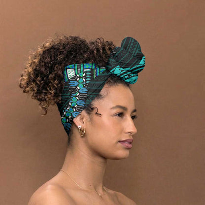 African Dashiki and Polynesian Pattern Simple Headwrap Teal