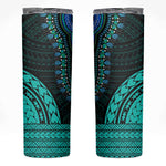 African Dashiki and Polynesian Pattern Skinny Tumbler Teal