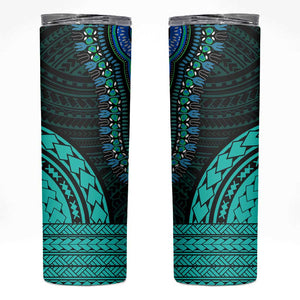 African Dashiki and Polynesian Pattern Skinny Tumbler Teal