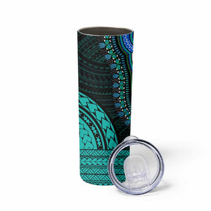 African Dashiki and Polynesian Pattern Skinny Tumbler Teal