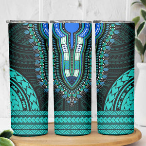 African Dashiki and Polynesian Pattern Skinny Tumbler Teal