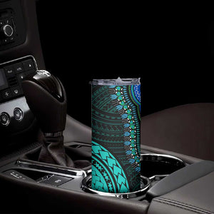 African Dashiki and Polynesian Pattern Skinny Tumbler Teal