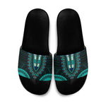 African Dashiki and Polynesian Pattern Slide Sandals Teal