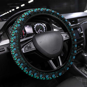 African Dashiki and Polynesian Pattern Steering Wheel Cover Teal