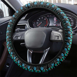 African Dashiki and Polynesian Pattern Steering Wheel Cover Teal