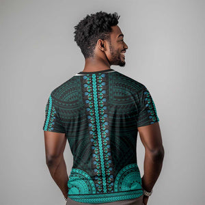 African Dashiki and Polynesian Pattern T shirt Teal