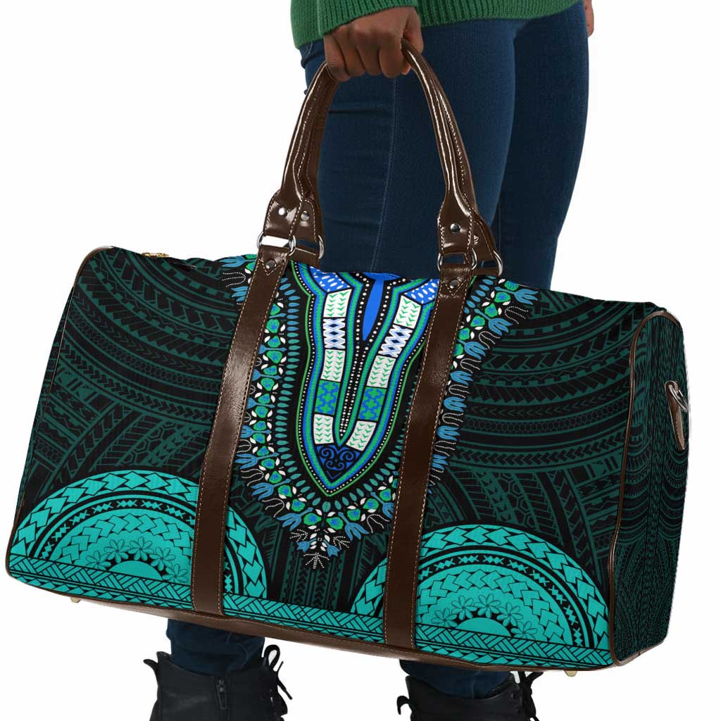 African Dashiki and Polynesian Pattern Travel Bag Teal