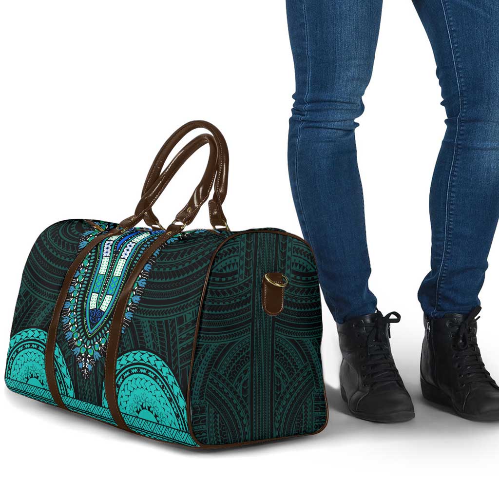 African Dashiki and Polynesian Pattern Travel Bag Teal