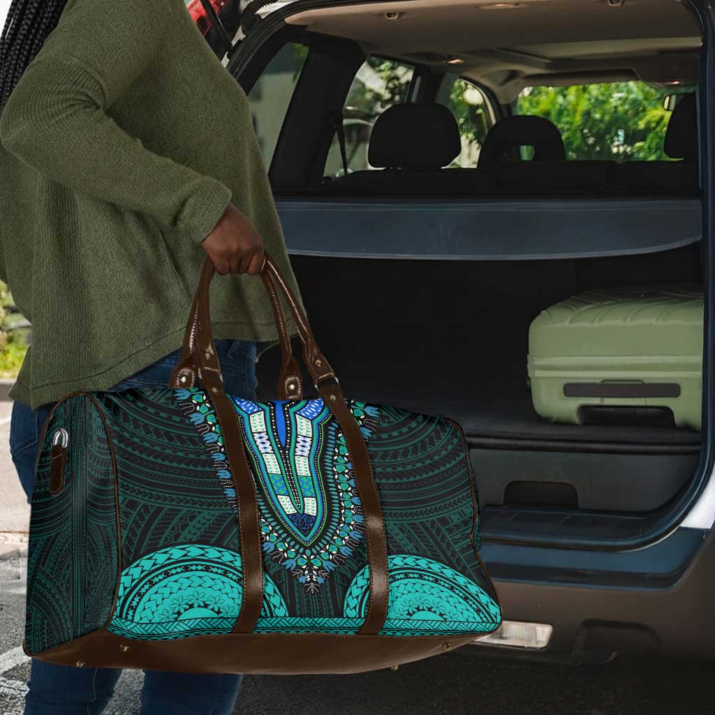 African Dashiki and Polynesian Pattern Travel Bag Teal