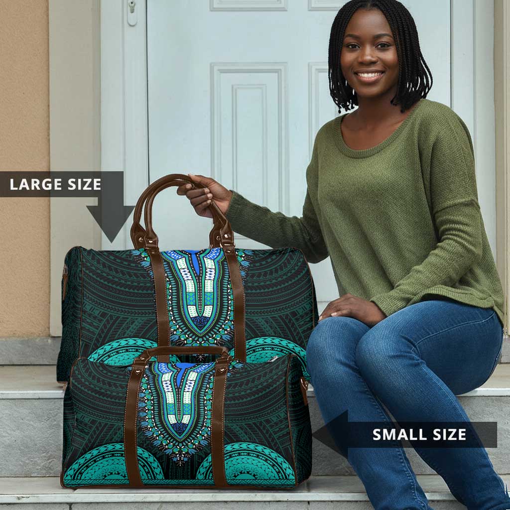 African Dashiki and Polynesian Pattern Travel Bag Teal