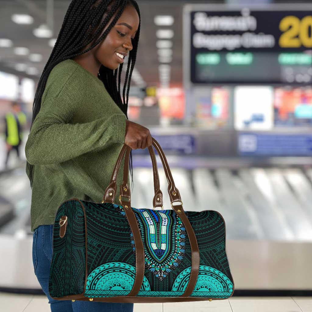 African Dashiki and Polynesian Pattern Travel Bag Teal