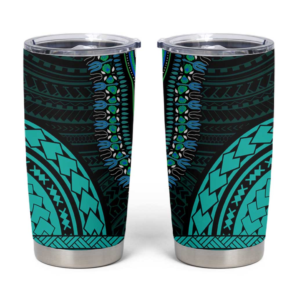 African Dashiki and Polynesian Pattern Tumbler Cup Teal