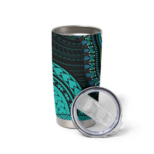 African Dashiki and Polynesian Pattern Tumbler Cup Teal