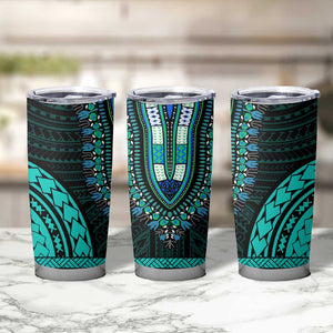 African Dashiki and Polynesian Pattern Tumbler Cup Teal