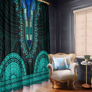 African Dashiki and Polynesian Pattern Window Curtain Teal