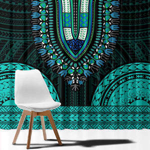 African Dashiki and Polynesian Pattern Window Curtain Teal