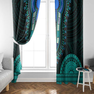 African Dashiki and Polynesian Pattern Window Curtain Teal