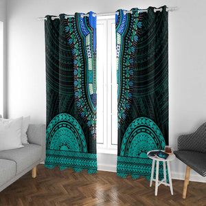 African Dashiki and Polynesian Pattern Window Curtain Teal