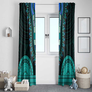 African Dashiki and Polynesian Pattern Window Curtain Teal