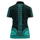 African Dashiki and Polynesian Pattern Women Polo Shirt Teal
