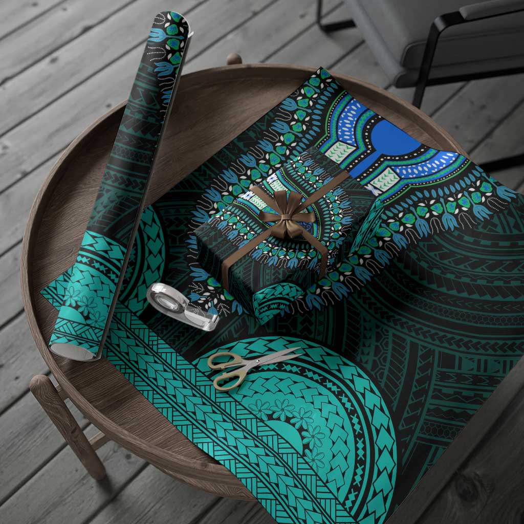African Dashiki and Polynesian Pattern Wrapping Paper Teal - African Pride