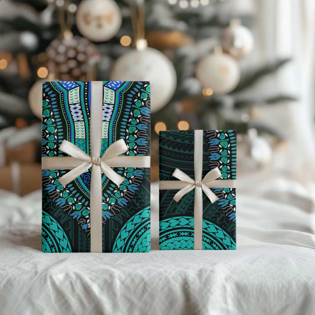 African Dashiki and Polynesian Pattern Wrapping Paper Teal - African Pride