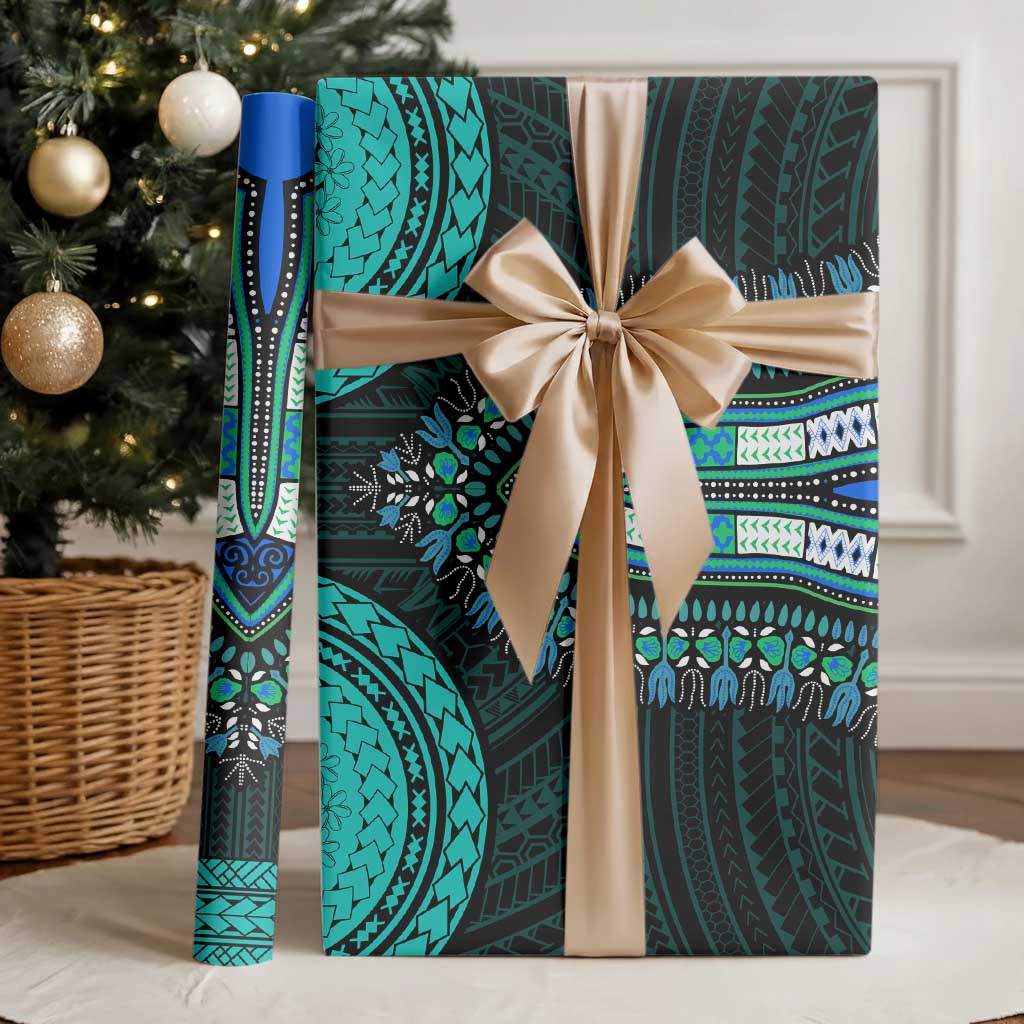 African Dashiki and Polynesian Pattern Wrapping Paper Teal - African Pride