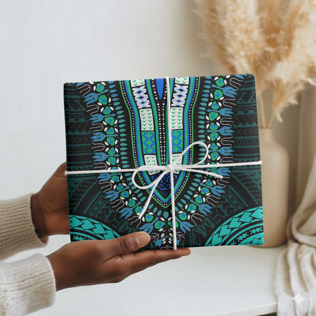 African Dashiki and Polynesian Pattern Wrapping Paper Teal - African Pride