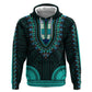 African Dashiki and Polynesian Pattern Zip Hoodie Teal