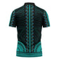 African Dashiki and Polynesian Pattern Zipper Polo Shirt Teal