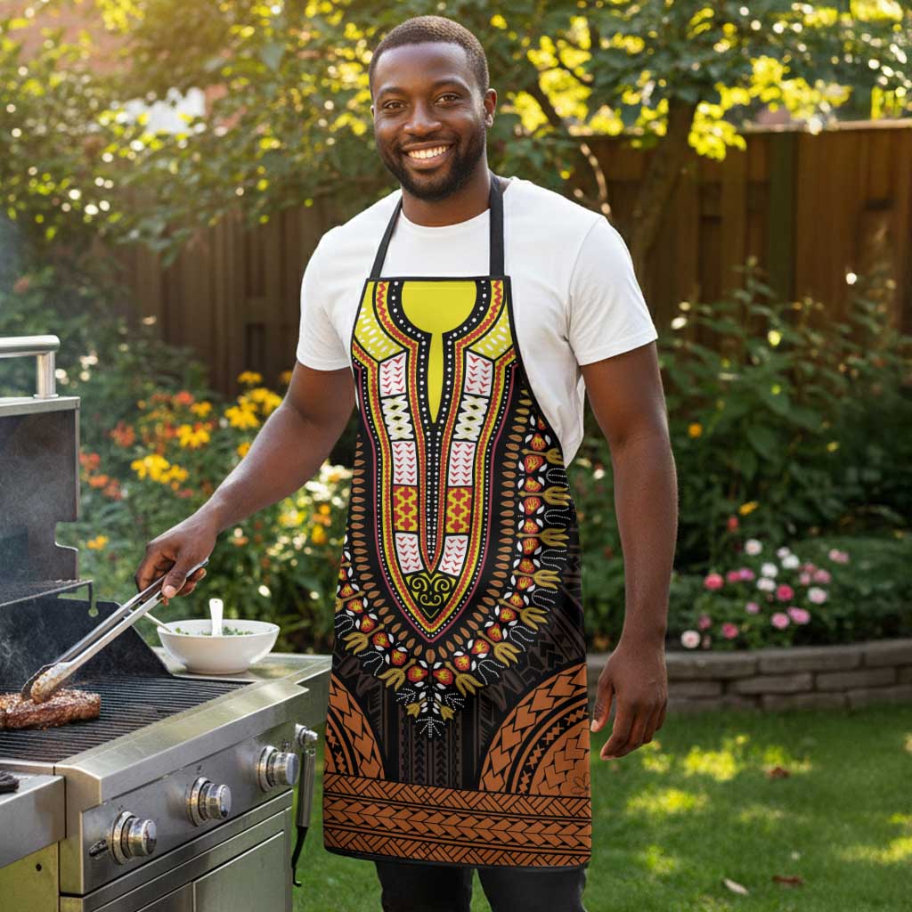 African Dashiki and Polynesian Pattern Apron Gold