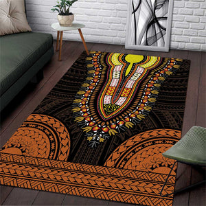 African Dashiki and Polynesian Pattern Area Rug Gold