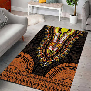 African Dashiki and Polynesian Pattern Area Rug Gold