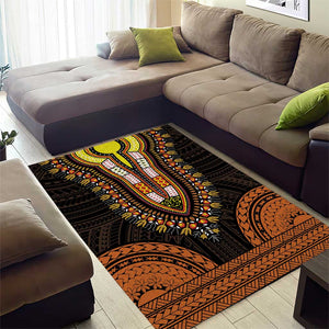 African Dashiki and Polynesian Pattern Area Rug Gold